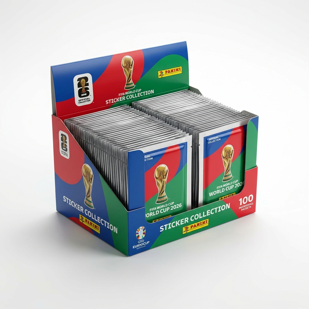 Official Panini FIFA World Cup 2026 box with 100 packs